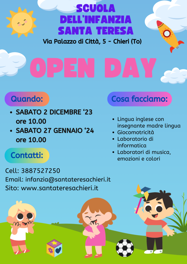 Open Day Scuola Dell Infanzia A S 2024 2025 SANTA TERESA CHIERI